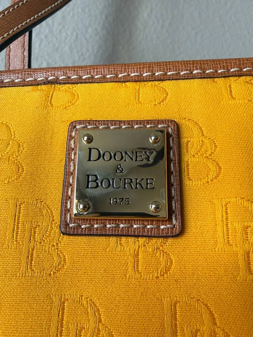 Dooney & Bourke Purse Marigold Yellow Gold Tote Bag Brown Leather Trim Red NWOT